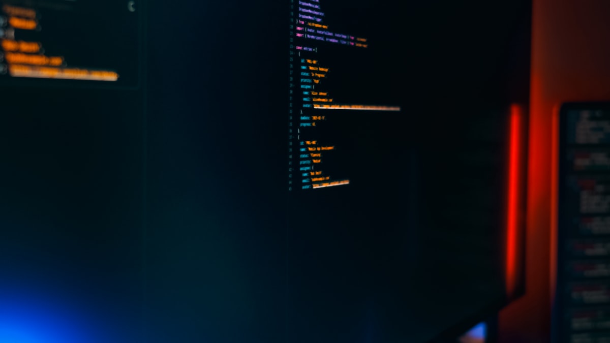 Lines of code on a dark screen